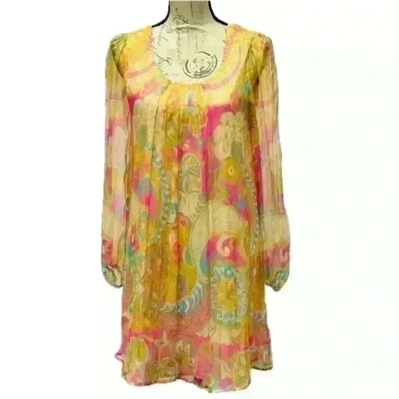 Julie Brown NYC 100% Silk Mini Long Sleeve Flare Women’s Dress size 0 - Picture 1 of 13